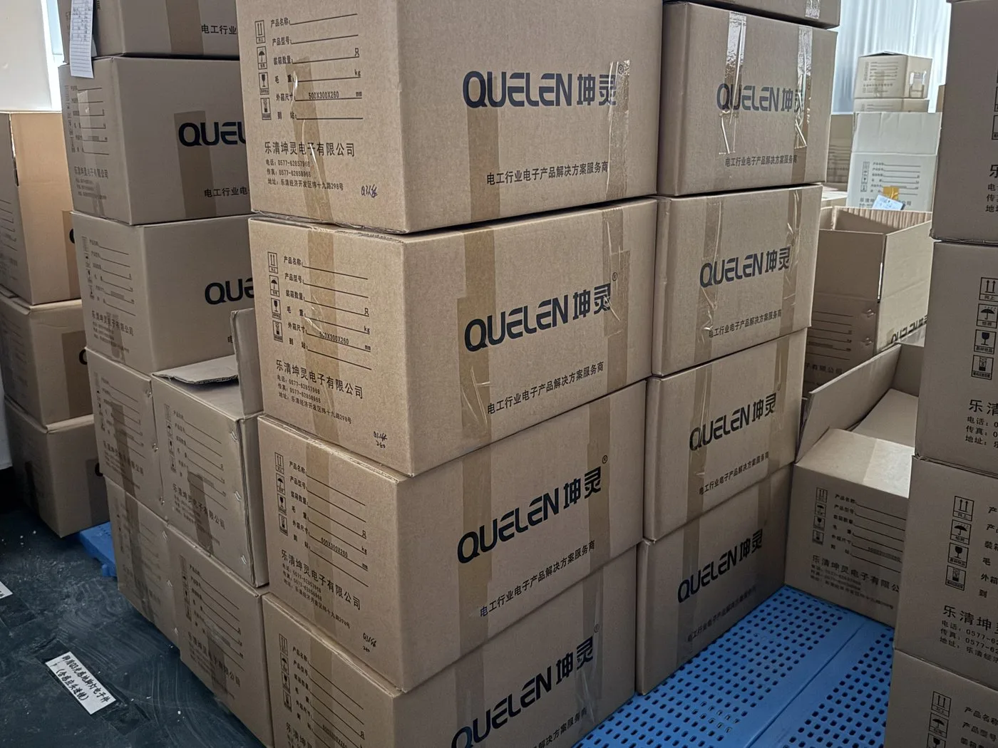 Packed export cartons ready for shipment
